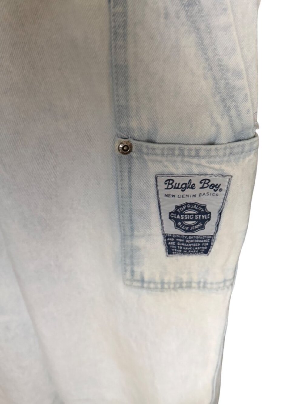 Vintage Bugle Boy Light Wash Denim Overalls With Adjustable Straps & Multiple Ut - Picture 7 of 10